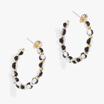 Toile Beaded Hoop Earrings Luxurious Look