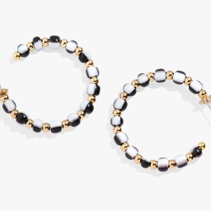 Toile Beaded Hoop Earrings Luxurious Look