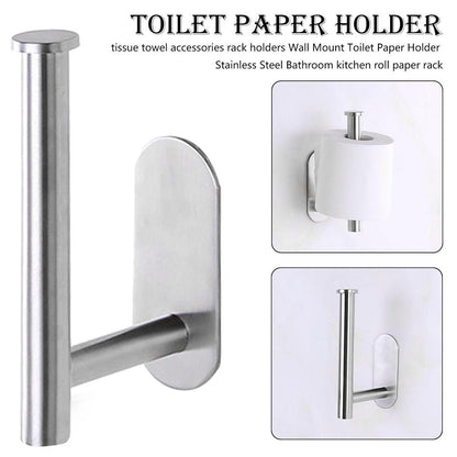 Stevvex stainless steel toilet paper holder wall mount with adhesive, vertical bar and backplate on Tampa Home & Garden Store