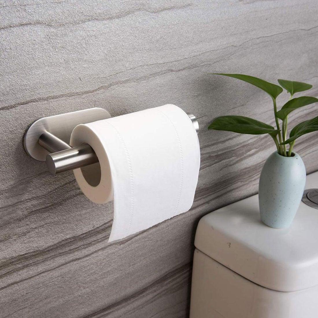 Stevvex stainless steel toilet paper holder wall mounted adhesive no drill on Tampa Home & Garden Store
