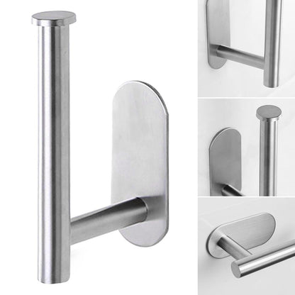 Stainless steel wall-mounted toilet paper holder by Stevvex, adhesive no-drill install on Tampa Home & Garden Store