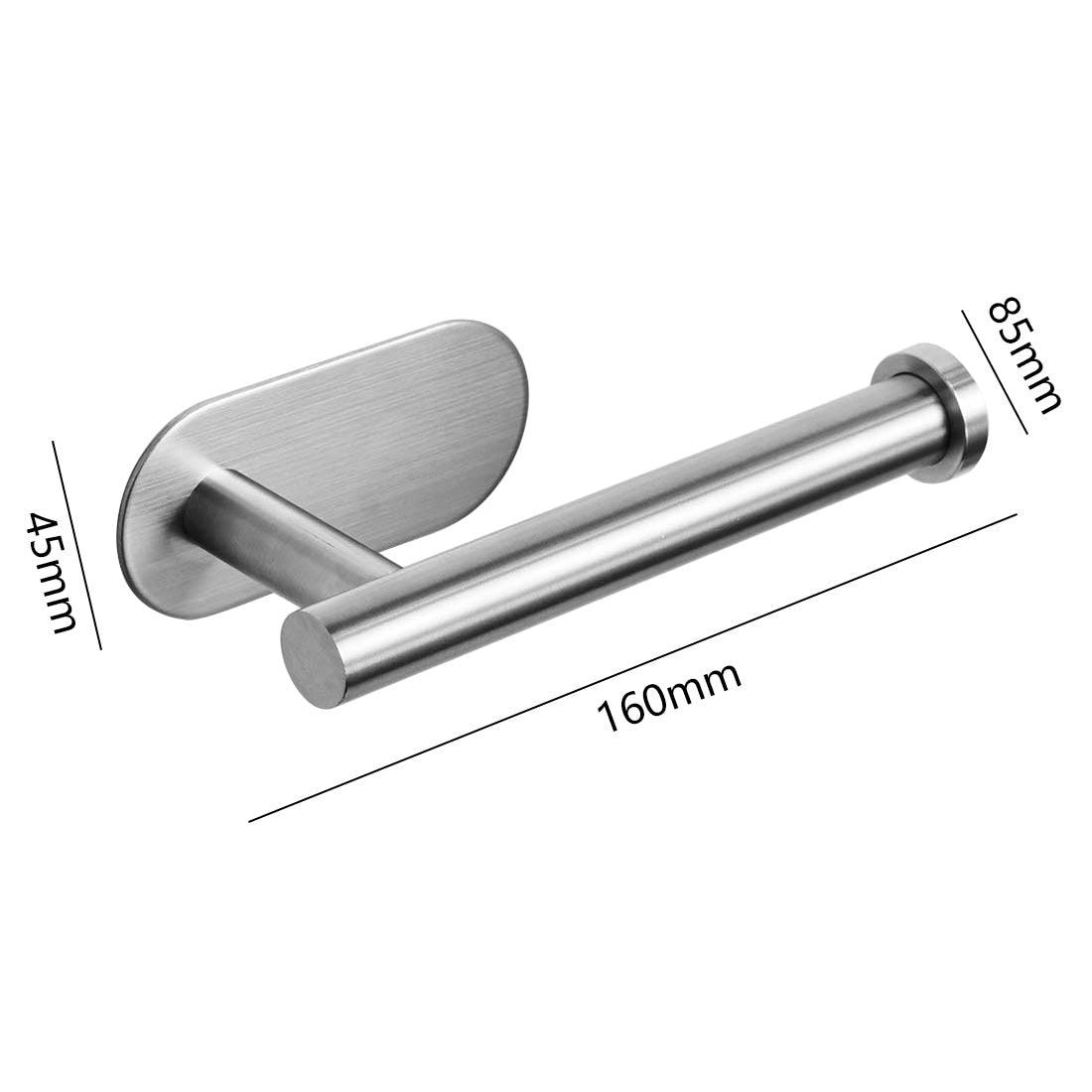 Stevvex stainless steel toilet paper holder wall-mounted adhesive no-drill, 160mm rod on Tampa Home & Garden Store