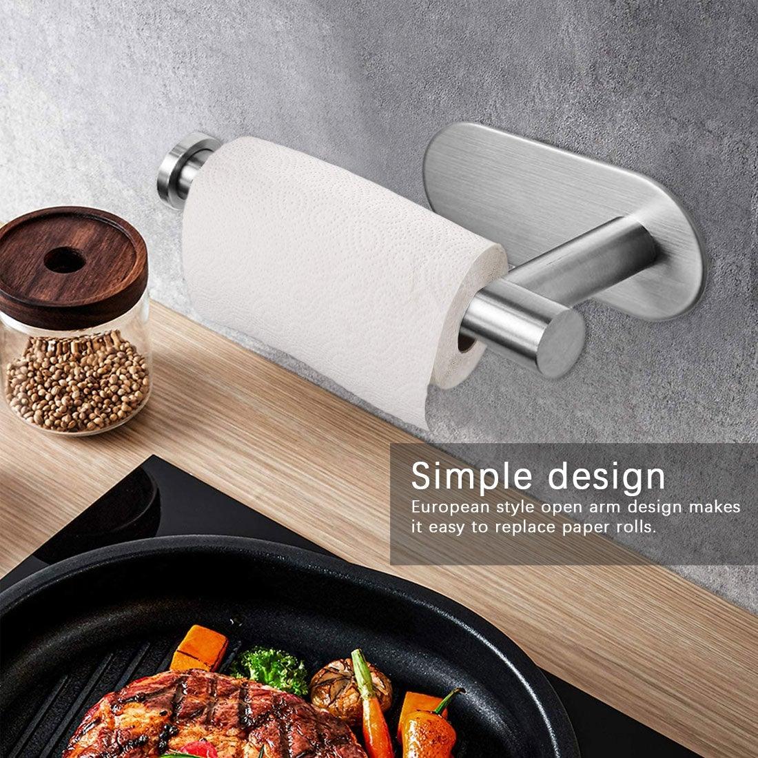 Stevvex stainless steel wall-mounted toilet paper holder with adhesive mount on Tampa Home & Garden Store
