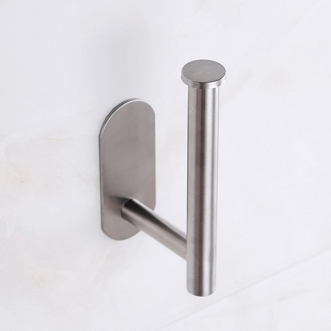 Toilet Paper Holder stainless steel wall-mounted adhesive no-drill Stevvex bathroom accessory on Tampa Home & Garden Store