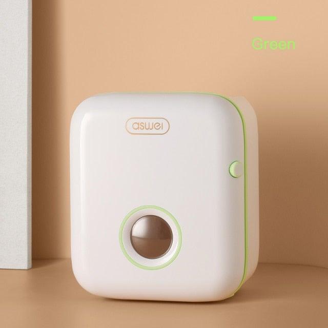 Toilet paper holder Aswei white wall-mounted with green trim and round window on Tampa Home & Garden Store
