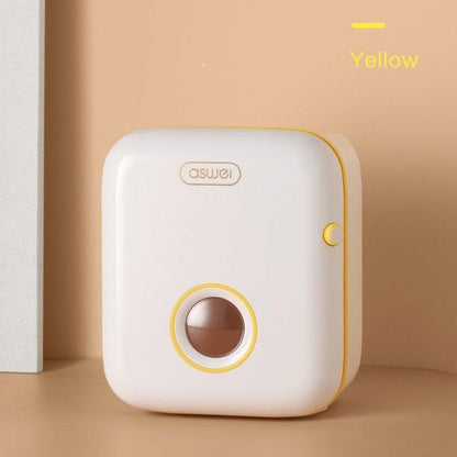 Toilet paper holder tissue dispenser aswel on white body with yellow trim, round window on Tampa Home & Garden Store