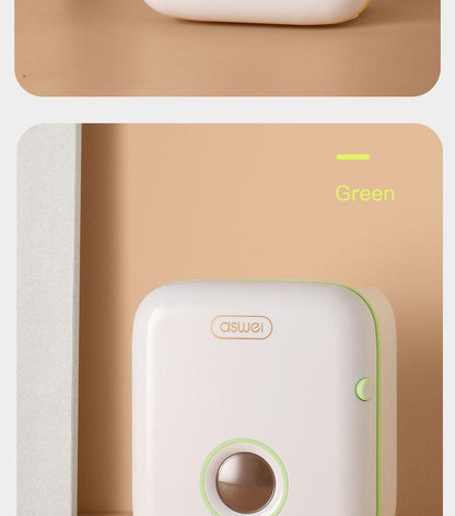 Stevvex wall-mount toilet paper holder dispenser with shelf and drawer white with green trim on Tampa Home & Garden Store