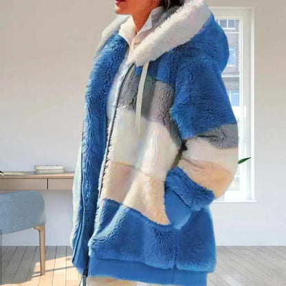 Plus Size Hooded Fluffy Coat Women Winter Jacket