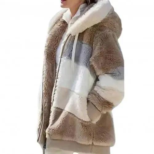 Plus Size Hooded Fluffy Coat Women Winter Jacket