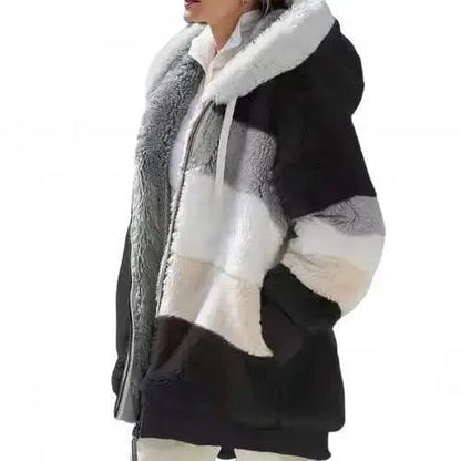 Plus Size Hooded Fluffy Coat Women Winter Jacket