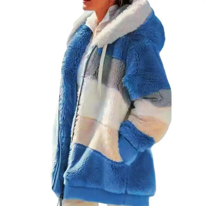 Plus Size Hooded Fluffy Coat Women Winter Jacket