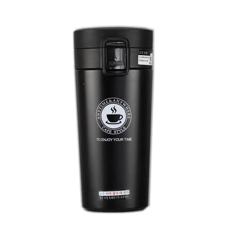 Travel mug Stevvex stainless steel vacuum tumbler with black finish on Tampa Home & Garden Store