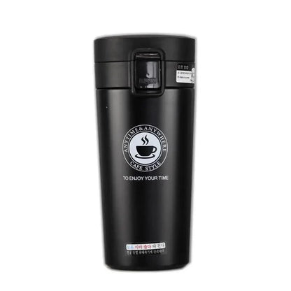 Travel mug Stevvex stainless steel vacuum tumbler with black finish on Tampa Home & Garden Store