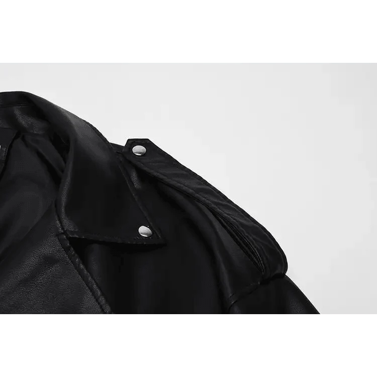 PU faux leather bomber jacket for women Stevvex black with shoulder epaulets on Tampa Home & Garden Store