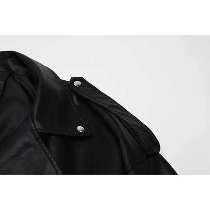 PU faux leather bomber jacket for women Stevvex black with shoulder epaulets on Tampa Home & Garden Store