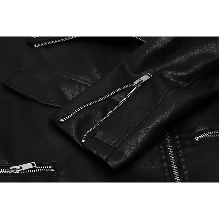 Stevvex women's PU faux leather bomber jacket in black with silver zippers on Tampa Home & Garden Store