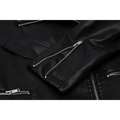 Stevvex women's PU faux leather bomber jacket in black with silver zippers on Tampa Home & Garden Store
