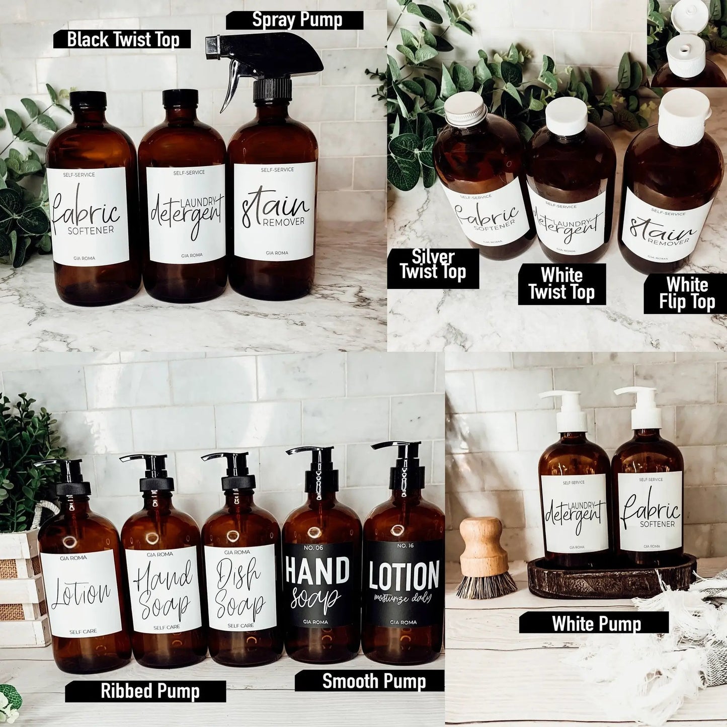 16oz Amber Boston Round Bottles and White Label