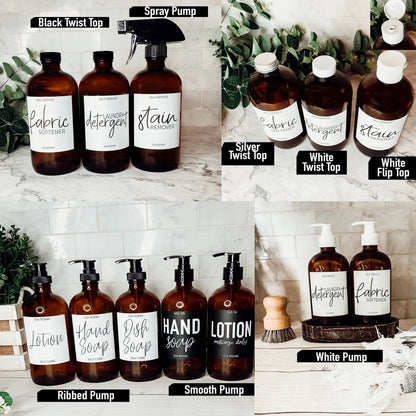 16oz Amber Boston Round Bottles and White Label