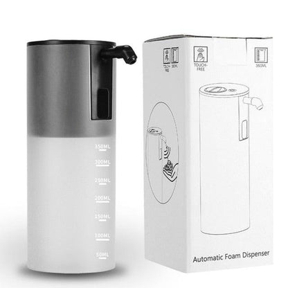 Stevvex touchless foam soap dispenser with infrared sensor, 350ml, silver top white body, box on Tampa Home & Garden Store