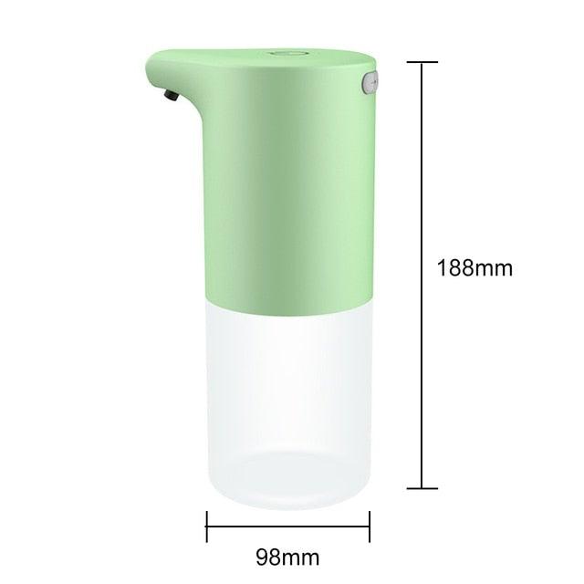 Stevvex touchless soap dispenser, green top with clear reservoir, USB rechargeable on Tampa Home & Garden Store