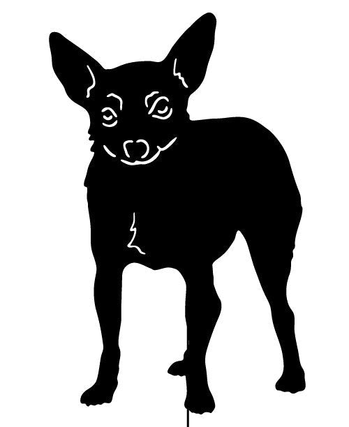 Toy Fox Terrier garden stake silhouette in black by Rustica Ornamentals on Tampa Home & Garden Store