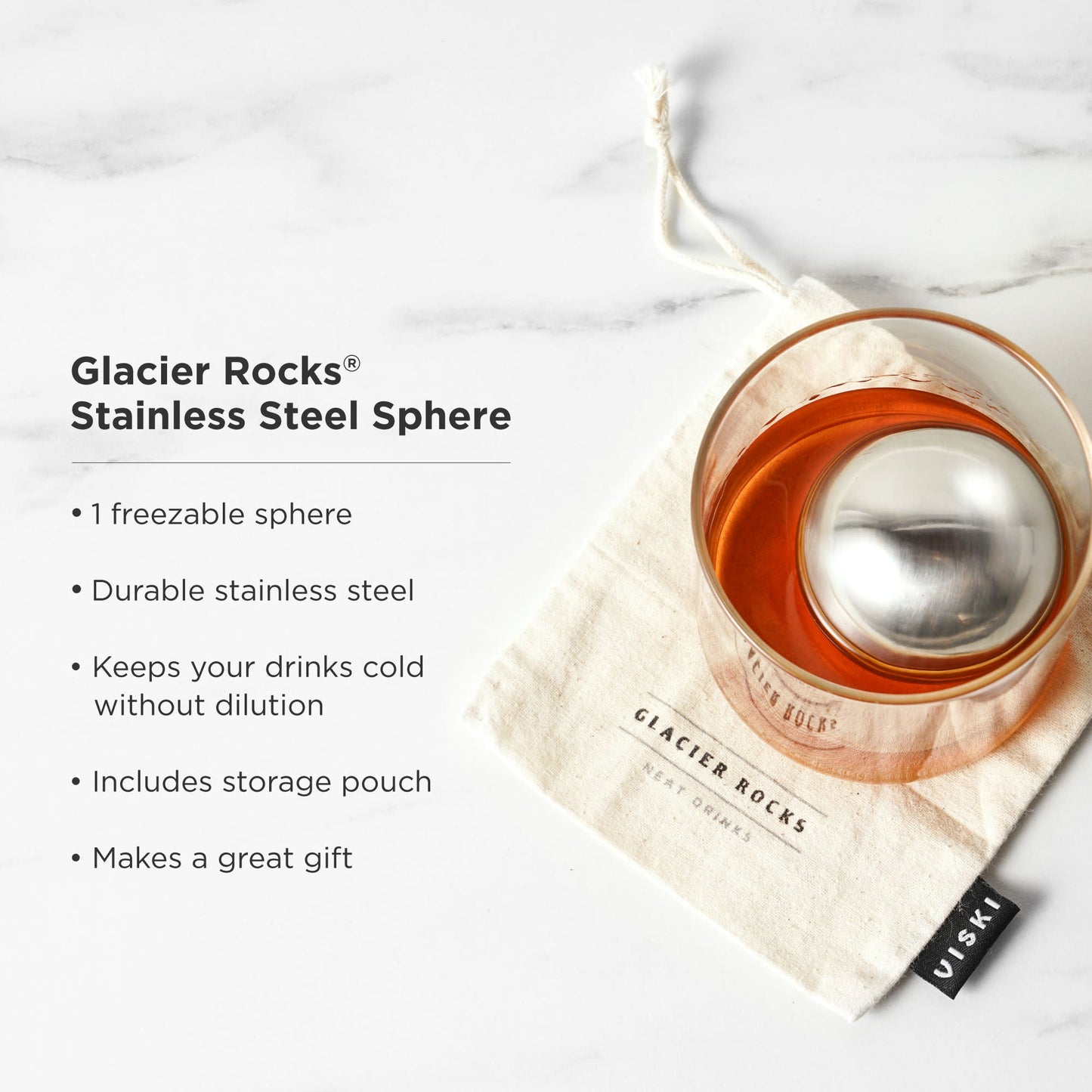 Large Stainless Steel Cocktail Sphere for Drinks