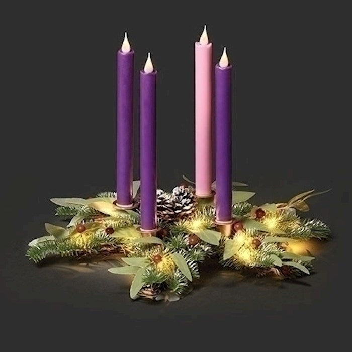 Corona de velas encendidas - 18 pulgadas