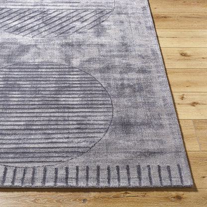 Timna Area Rug by Boutique Rugs, gray blue distressed pile with subtle linear pattern on Tampa Home & Garden Store