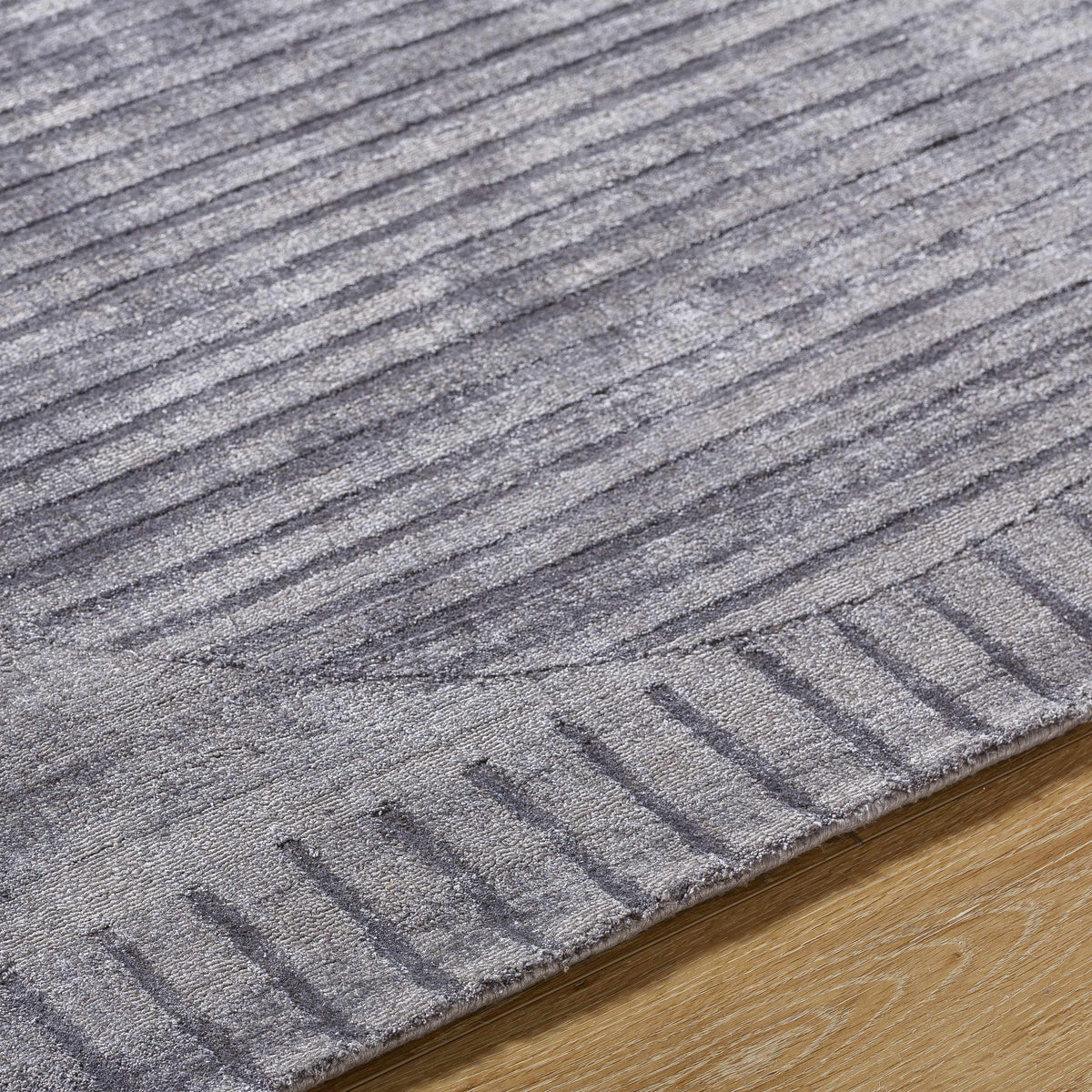 Timna Area Rug - Clearance, gray striped low-pile texture, Boutique Rugs on Tampa Home & Garden Store