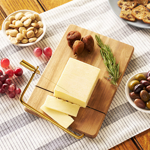 Elegant Acacia Wood Cheese Board and Slicer