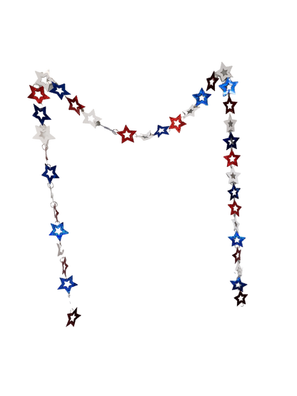 Guirnalda de estrellas holográficas patrióticas - 9 pies