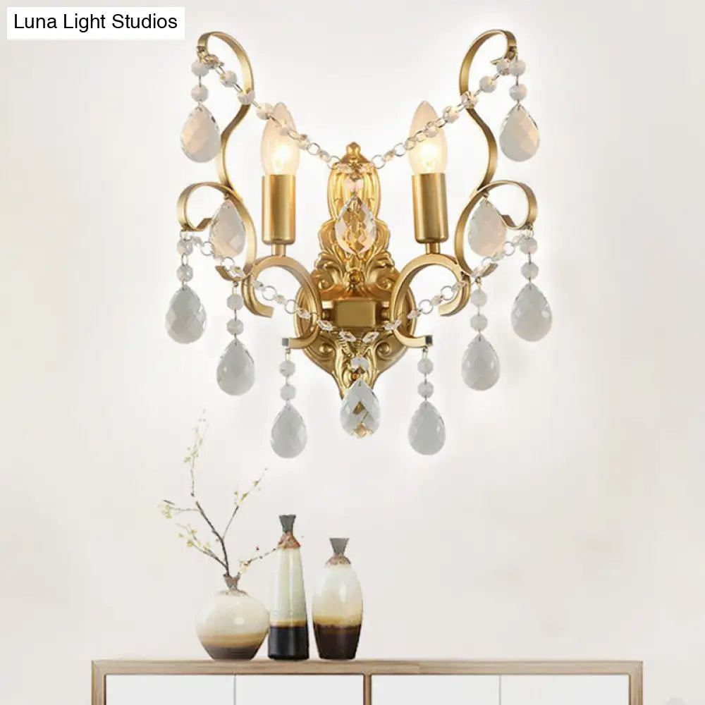 Lámpara de Pared Tradicional de Metal para Velas con Acento de Cristal – Lámpara de Pared de 1/2 Luces para Sala de Estar