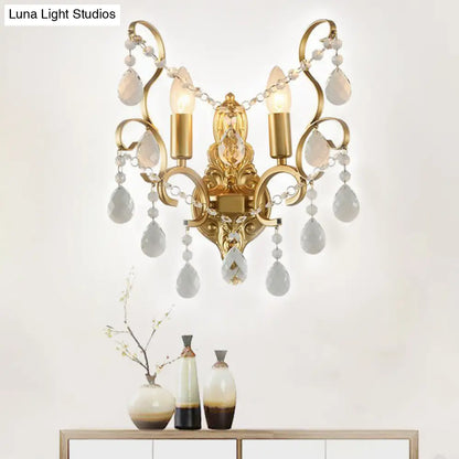 Lámpara de Pared Tradicional de Metal para Velas con Acento de Cristal – Lámpara de Pared de 1/2 Luces para Sala de Estar