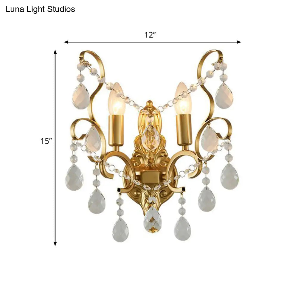 Lámpara de Pared Tradicional de Metal para Velas con Acento de Cristal – Lámpara de Pared de 1/2 Luces para Sala de Estar