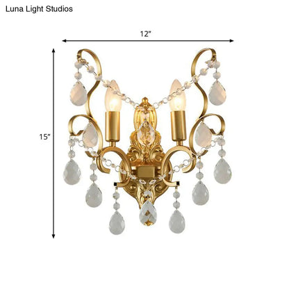 Lámpara de Pared Tradicional de Metal para Velas con Acento de Cristal – Lámpara de Pared de 1/2 Luces para Sala de Estar