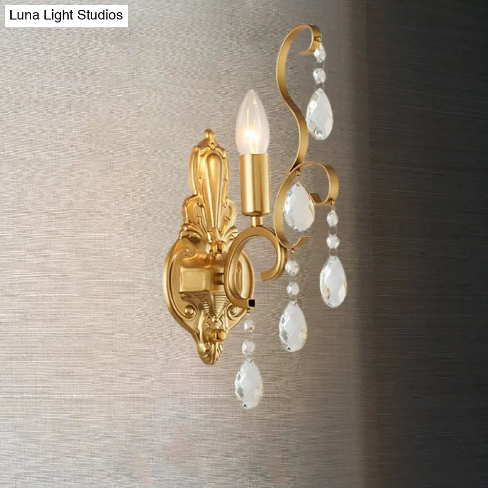 Lámpara de Pared Tradicional de Metal para Velas con Acento de Cristal – Lámpara de Pared de 1/2 Luces para Sala de Estar