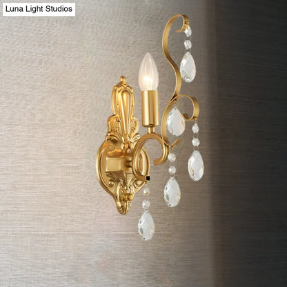 Lámpara de Pared Tradicional de Metal para Velas con Acento de Cristal – Lámpara de Pared de 1/2 Luces para Sala de Estar