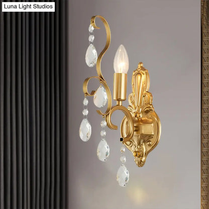 Lámpara de Pared Tradicional de Metal para Velas con Acento de Cristal – Lámpara de Pared de 1/2 Luces para Sala de Estar