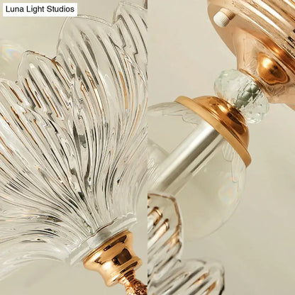 Lámpara de Techo Tradicional de Cristal con Diseño Ondulado y 3 Luces en Negro/Oro - Ideal para Comedor (30/40 cm de Ancho)