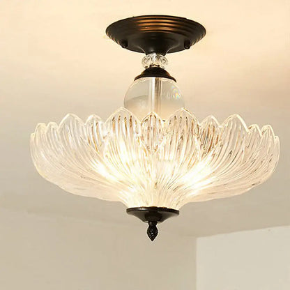 Plafonnier traditionnel en cristal avec motif festonné et 3 lumières en noir/or - Idéal pour salle à manger (30 cm/40 cm de large)