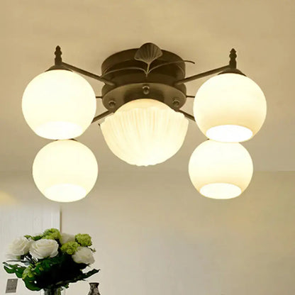 White Glass Bubble Ceiling Light with five frosted globes Decorbites flush mount on Tampa Home & Garden Store