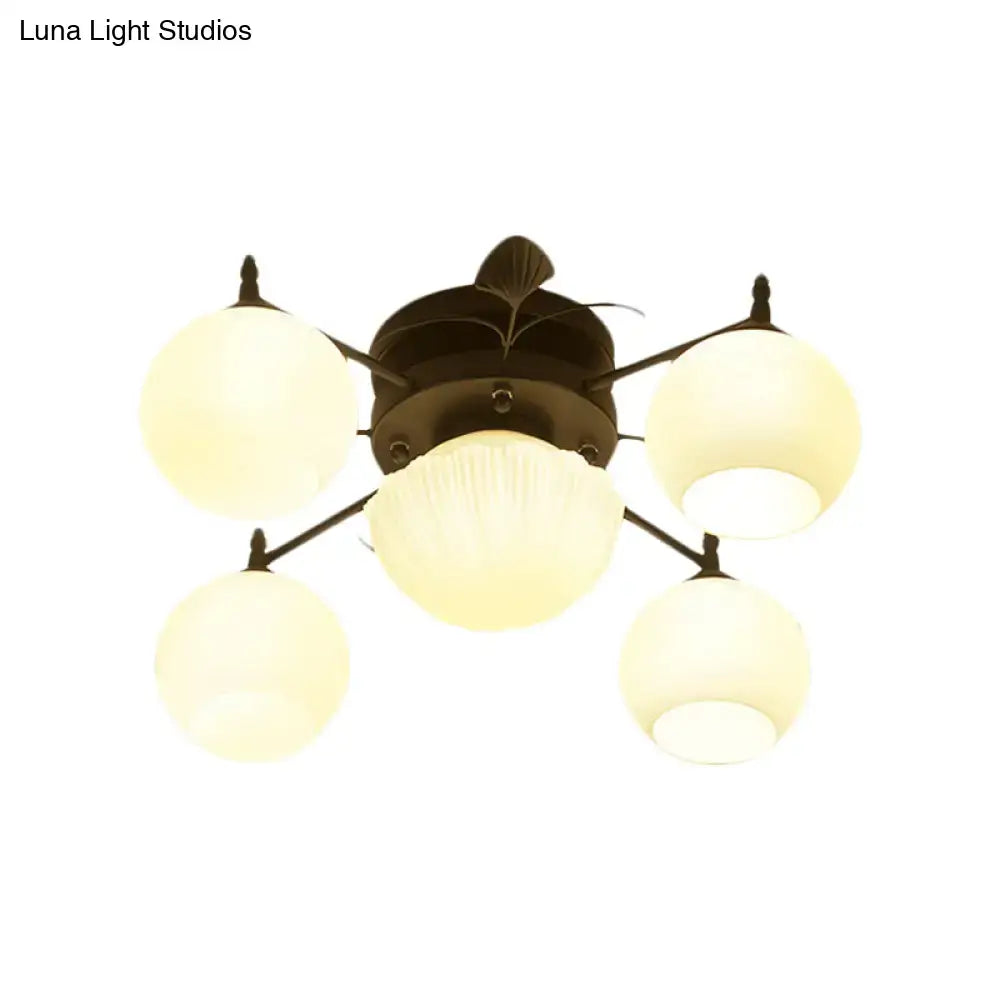 White Glass Bubble Ceiling Light five-globe flush mount with frosted globes by Decorbites on Tampa Home & Garden Store