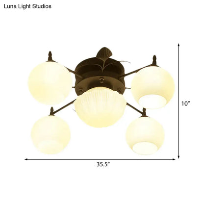 White Glass Bubble Ceiling Light with five frosted globes bronze frame Decorbites on Tampa Home & Garden Store