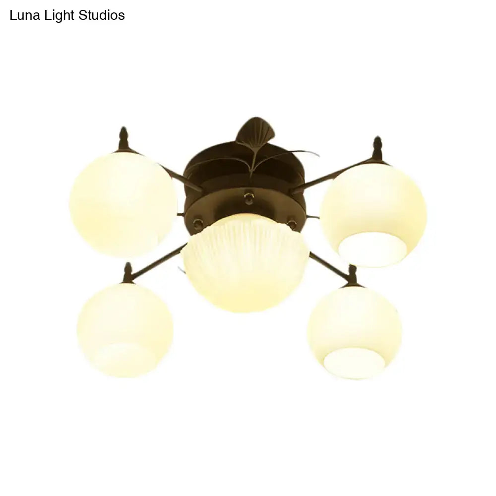 White Glass Bubble Ceiling Light five-light flush mount bronze finish Decorbites on Tampa Home & Garden Store