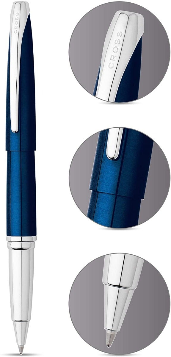 ATX Translucent Blue Lacquer Rollerball Pen by A.T. Cross with silver clip on Tampa Home & Garden Store
