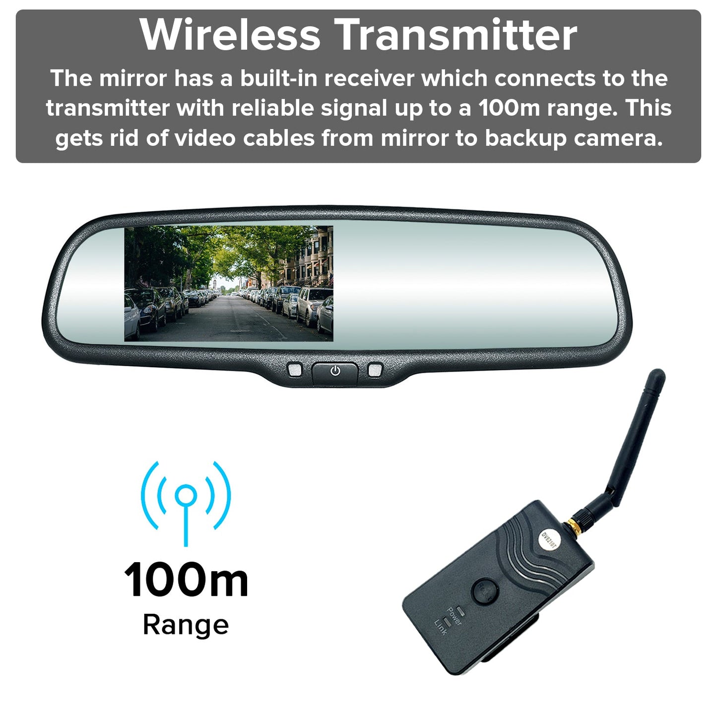 Master Tailgaters rear-view mirror with 4.3-inch LCD and 170° backup cam wireless TX on Tampa Home & Garden Store