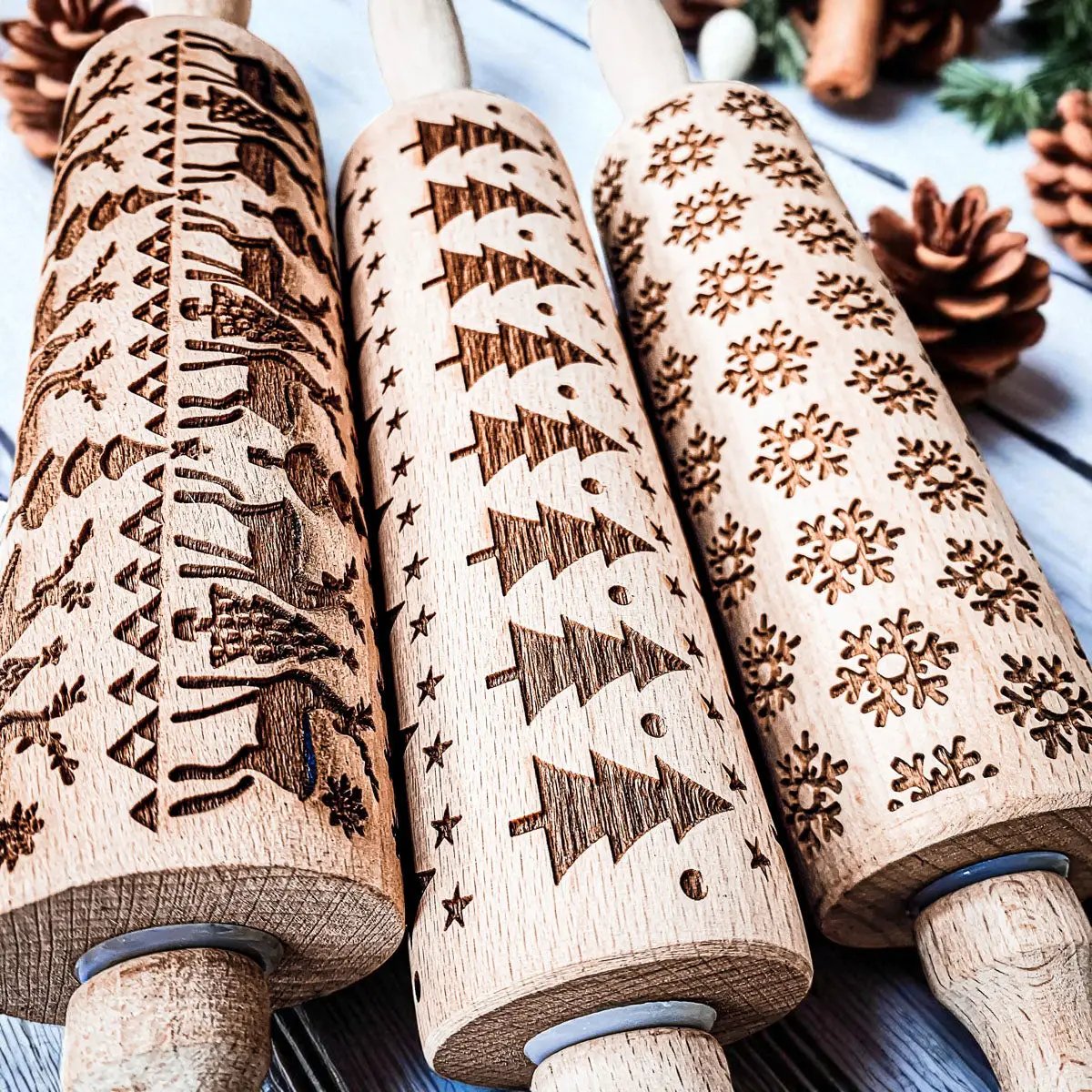 Christmas Rolling Pin Set In 10 Styles Varieties