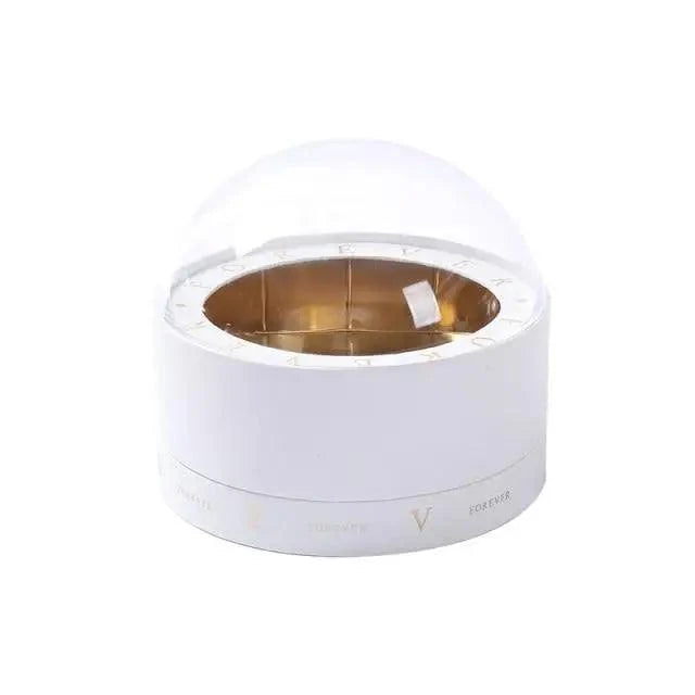 Transparent dome chocolate gift box with white base and gold interior by Stevvex on Tampa Home & Garden Store