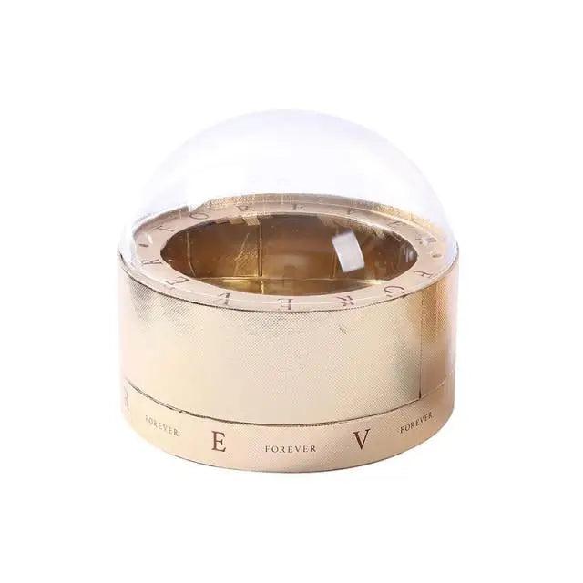 Stevvex chocolate gift box with glass dome and gold base, clear lid for elegant packaging on Tampa Home & Garden Store